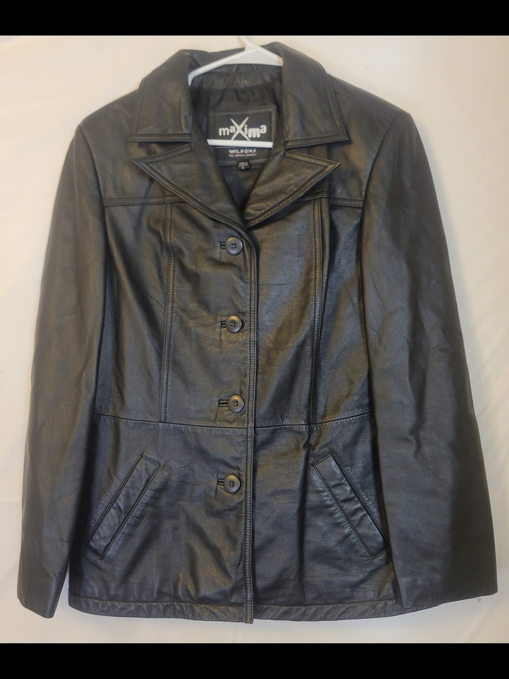 Wilsons Leather Black Button-Front Leather Jacket